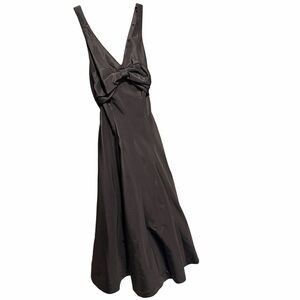 Cache Vintage Taffeta Midi Dress Black Sz 4 Made in USA Rockabilly Formal
